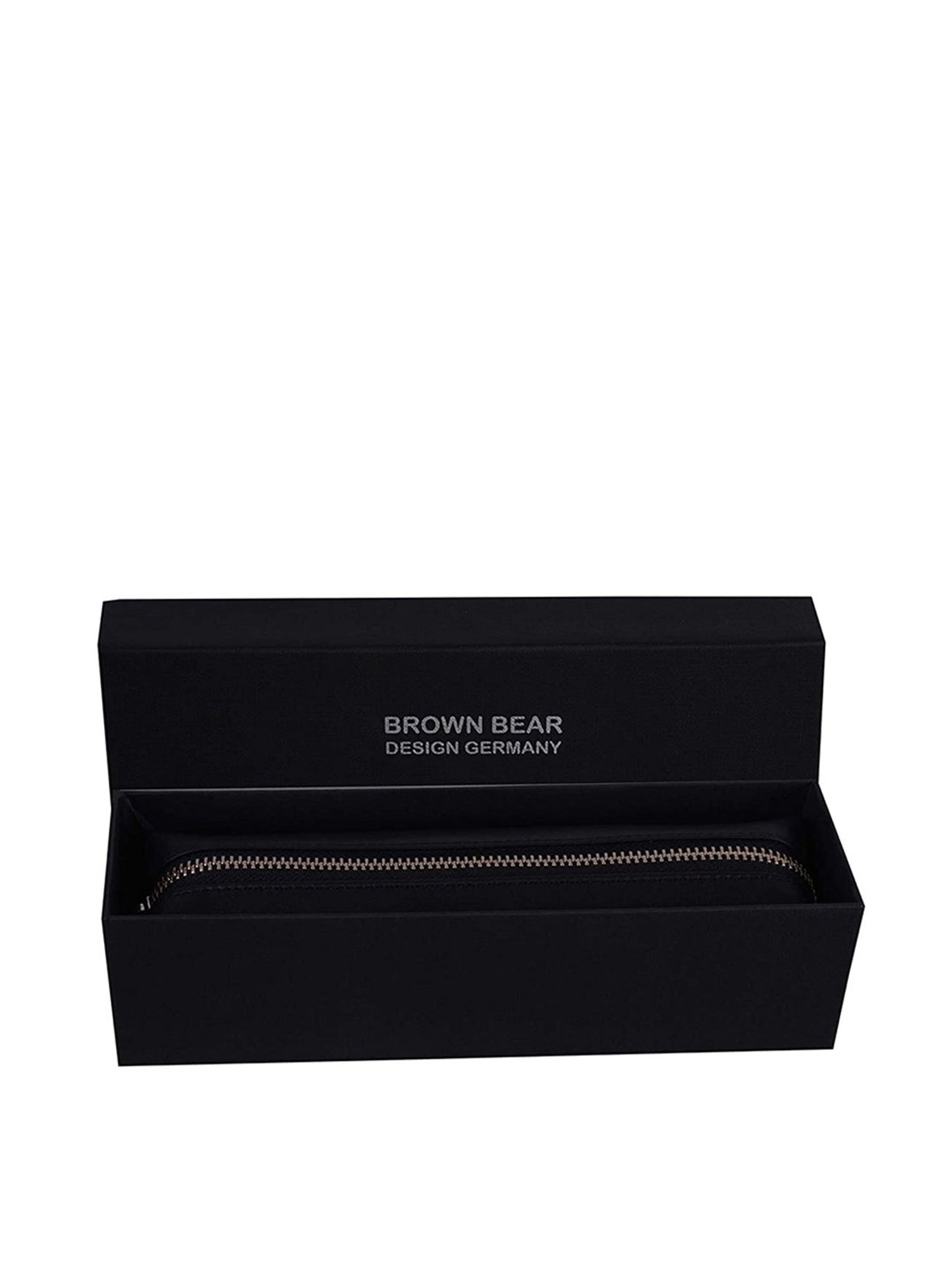 Brown Bear Black Casual Leather Pencil Pouch for Unisex