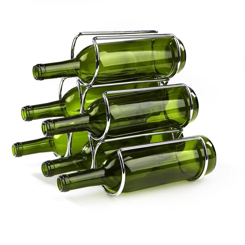 Mind Reader Steel Framed Pyramid Shaped Wine Bottle Holder Organizer, Silver