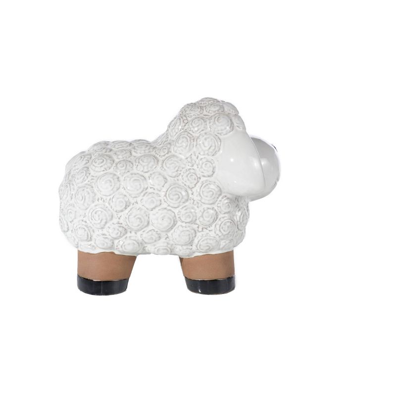 10.25" Handmade Glazed Ceramic Lamb Statue White - Alfresco Home LLC