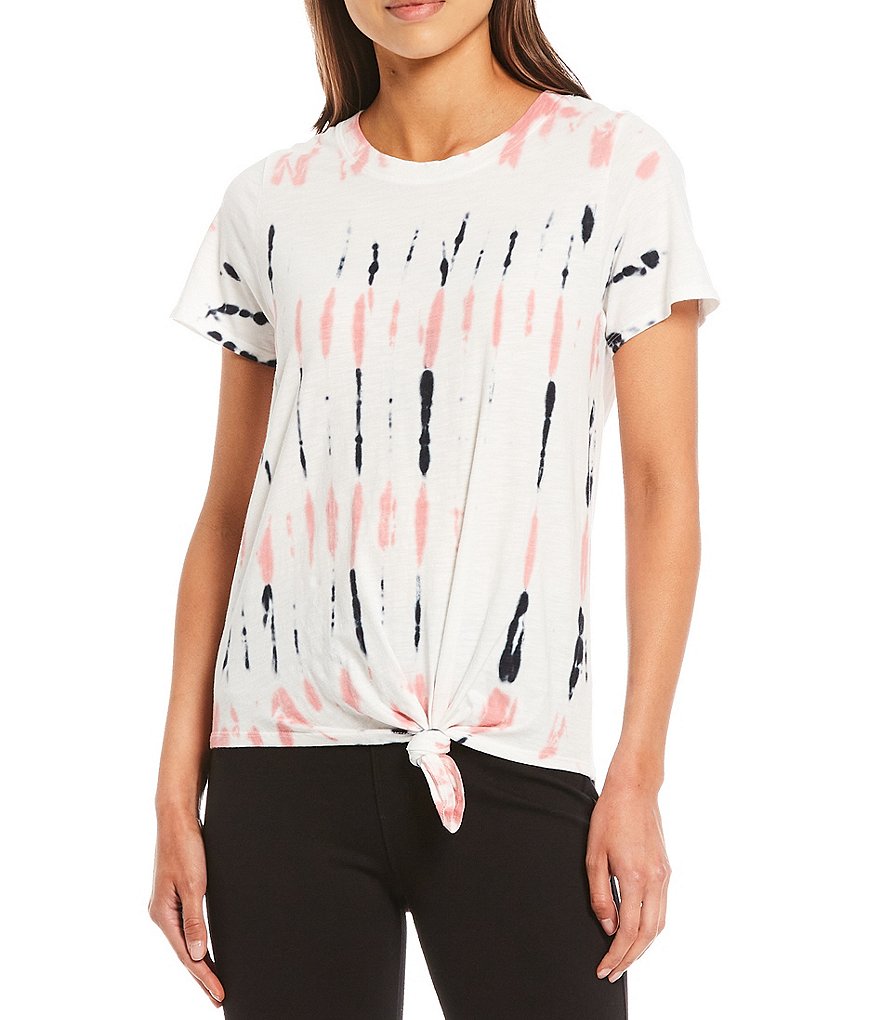 Sanctuary Stripe Tie Dye Perfect Knot Crew Neck Short Sleeve Tee