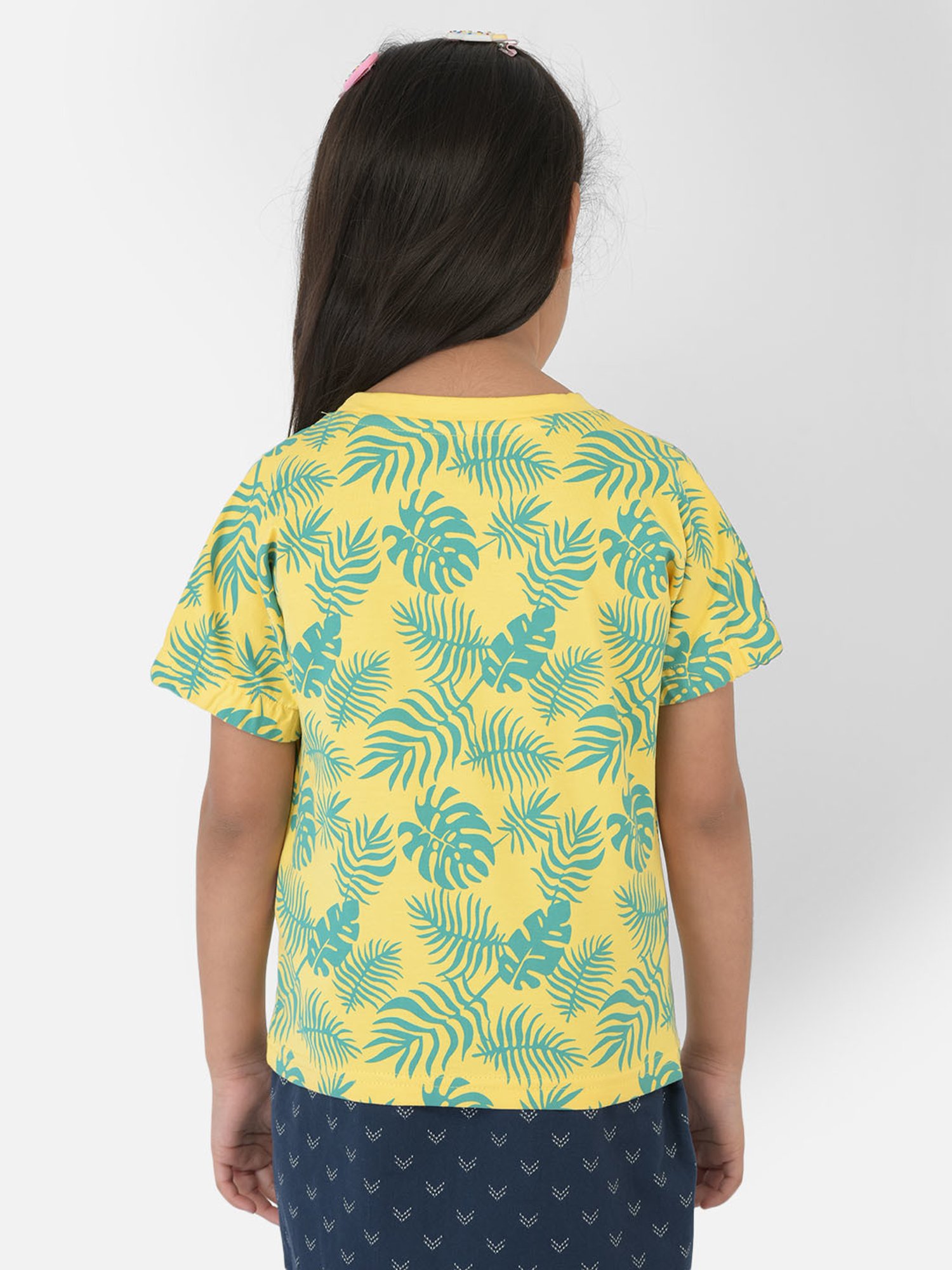 Crimsoune Club Kids Yellow Printed T-Shirt