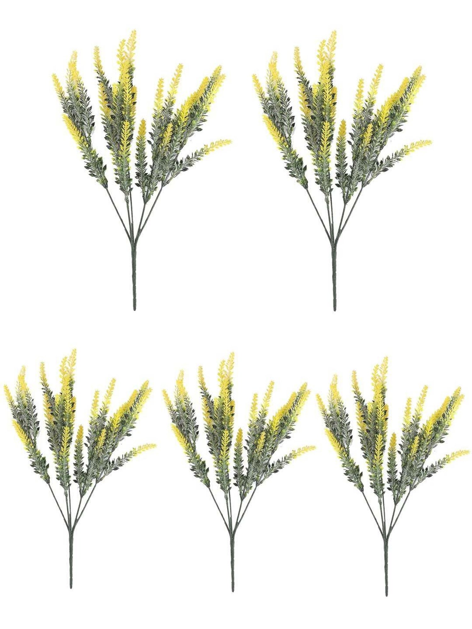Homesake Yellow Plastic Artificial Lavender Flowers Plants For Kitchen Garden - Set of 6