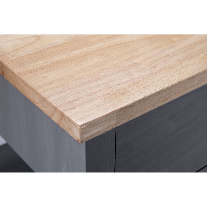 34" Kitchen Cart with Wood Top Gray - Home Essentials