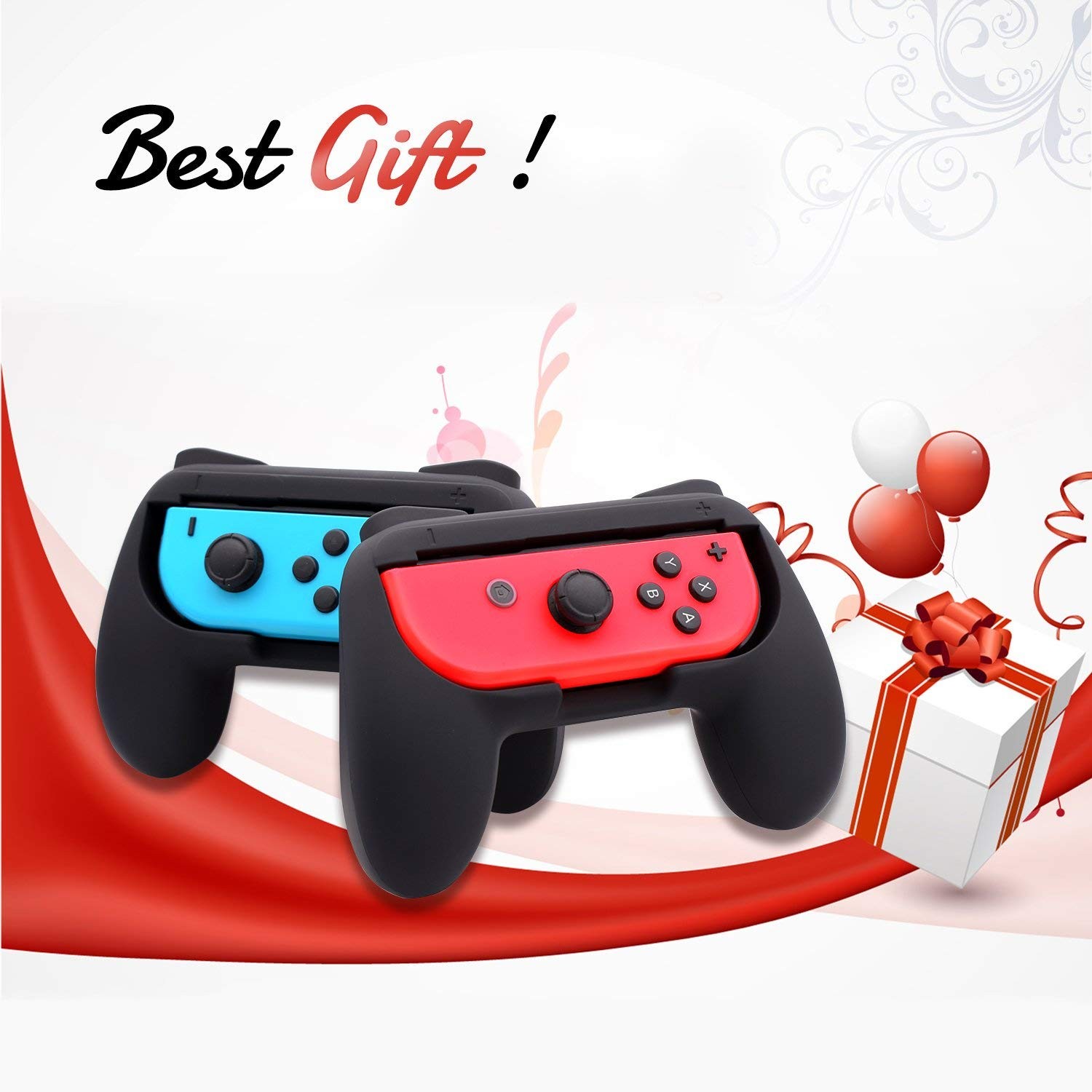 Wristband is suitable for Just Dance 2021 2020 2019 switch, hands-free elastic wristband, suitable for Nintnedo Switch dance accessories, a pair of JoyCon grips (blue + red), children's edition