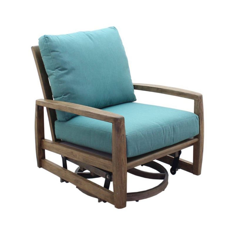 Avalon FSC Teak Swivel Glider - Gray - Courtyard Casual