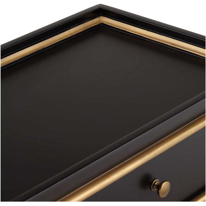 55 Downing Street Cason 15" Wide Black and Gold Rectangular Side Table with Drawer