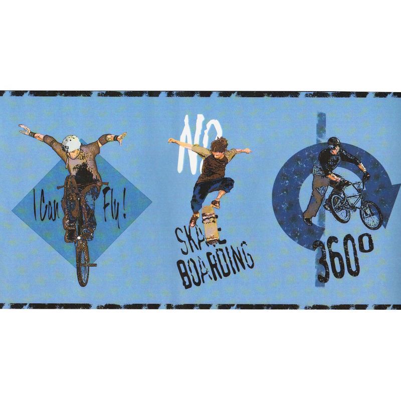 Sports Skating SK8TR Skate Boarding Wall Paper Border Roll - Sure Strip..