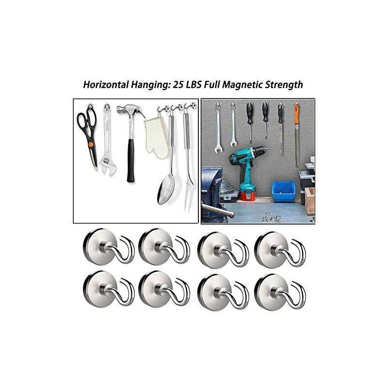 100LB Magnetic Hooks Heavy Duty for Hanging BBQ Grill Utensils Tools Coat Wreaths Outdoor Strong Neodymium Rare Earth Magnets Hook Hangers for Refrigerator Locker Cruise Cabins