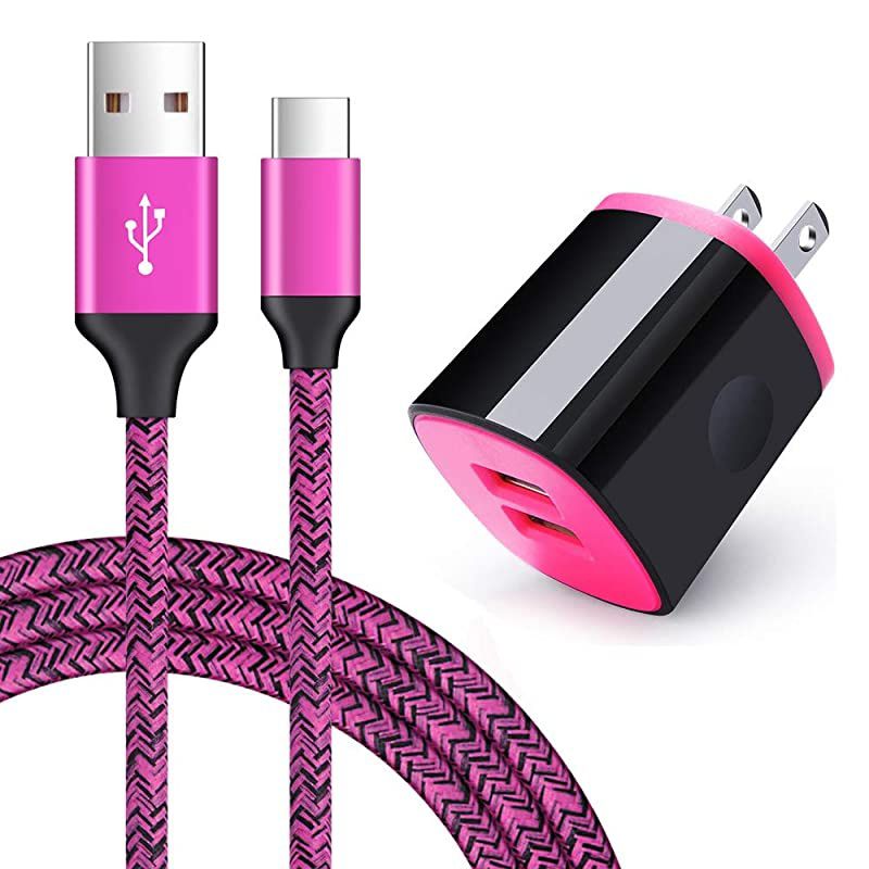 USB Type C Charger  2Port Wall Charger Power Adapter + 6ft Fast Charge USB C Cable Replacement for Samsung Galaxy S20 FE Note 20 10 9 S10 S10E S9 A50 A51 A10E A20 A30 A60 A70 A01 A11 A21 A71