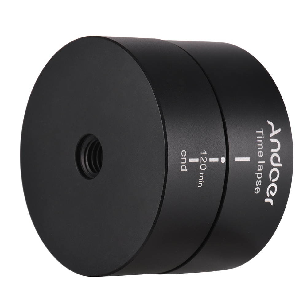 Andoer 120 Minutes 360 Degrees Panning Auto Rotation Time Lapse Tripod Head Panoramic Stabilizer for GoPro Hero6 5 4 3 3+ for Lightweight DSLR ILDC Camera for iPhone Samsung Huawei Smartphones