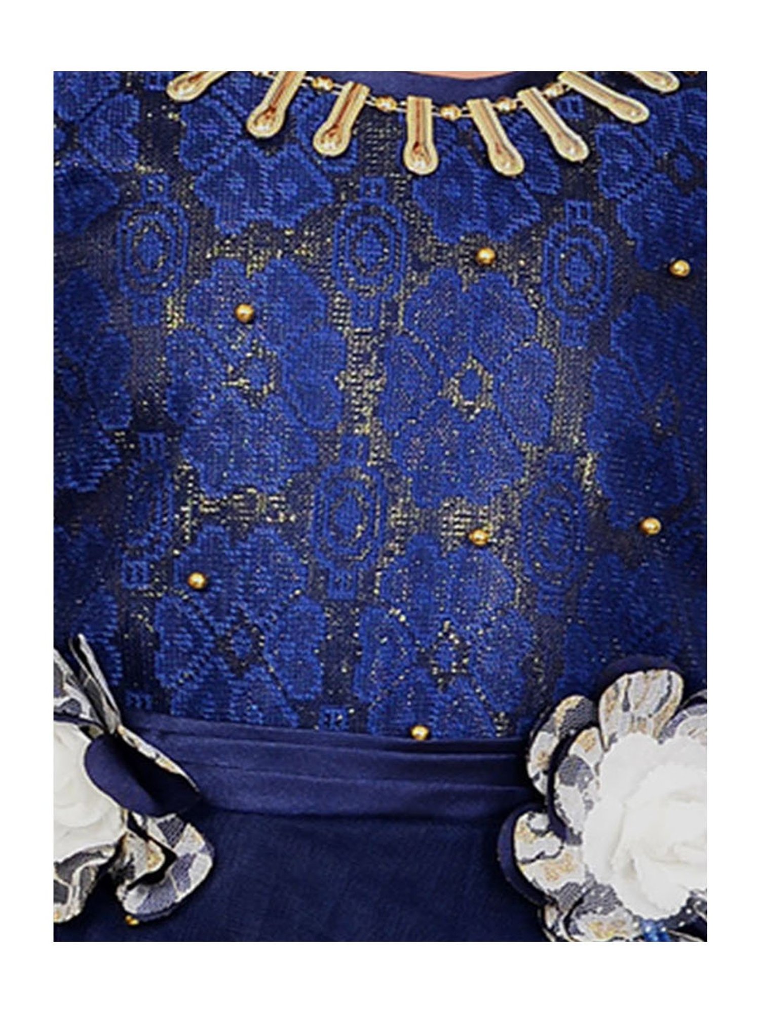 Ahhaaaa Kids Navy Embellished Dress, Wings, Hair Band with Fairy Stick