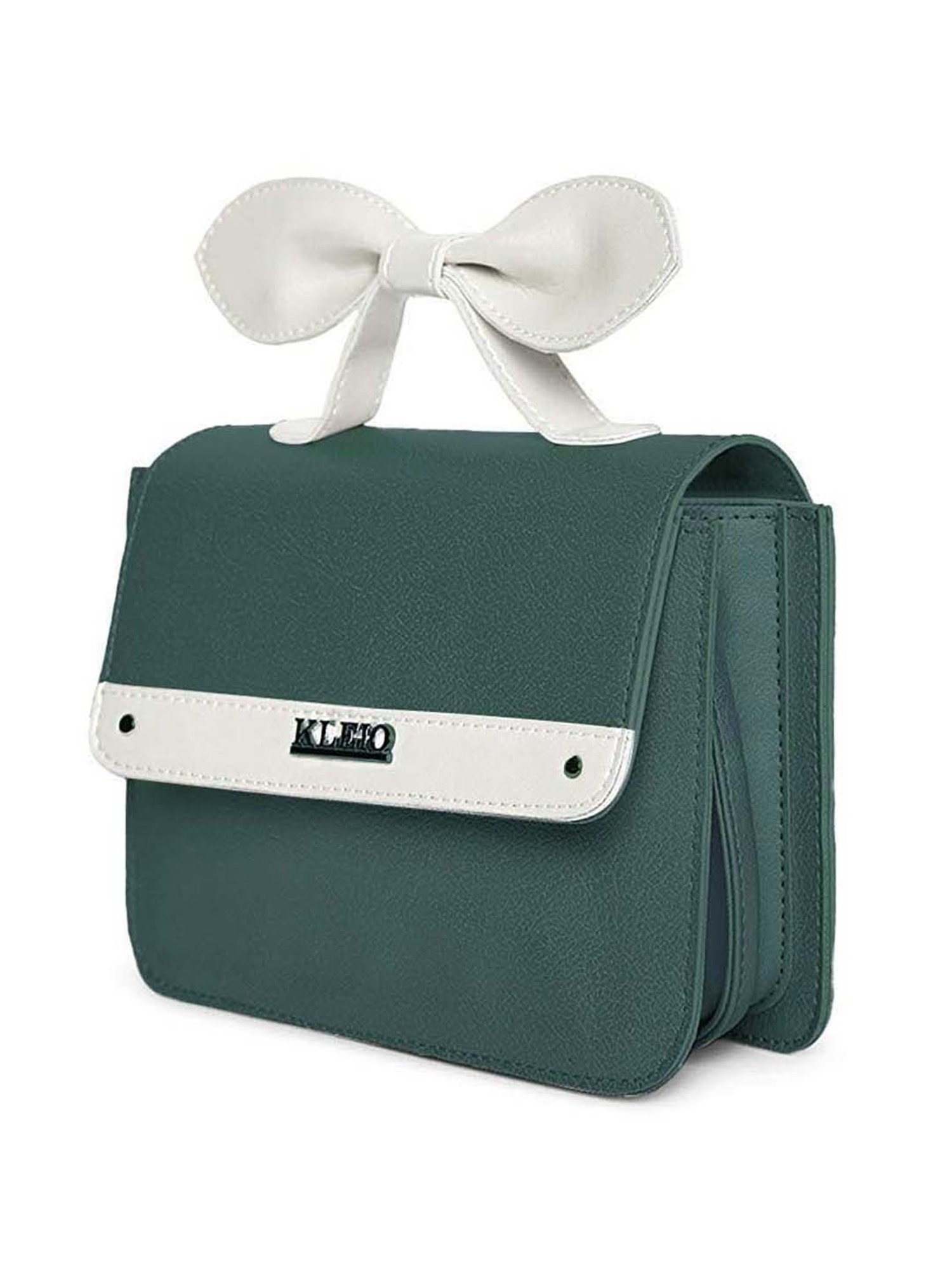 KLEIO Green Solid Small Satchel Handbag