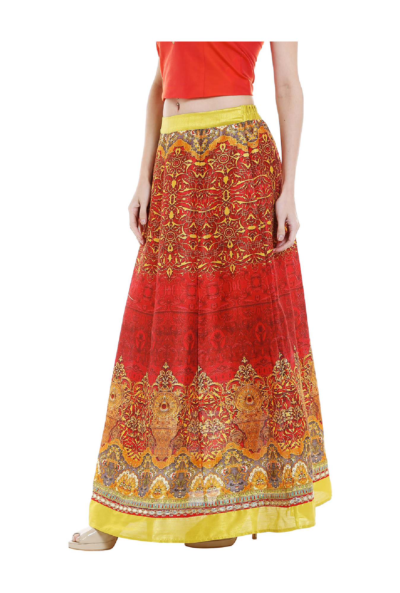 Fusion Beats Multicolor Printed Maxi Skirt