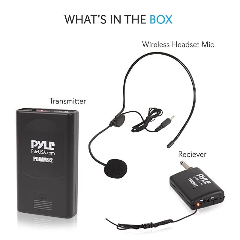 Portable VHF Wireless Microphone System - Professional Battery Operated Headset Lapel Lavalier Cordless Microphone Set W/Beltpack Transmitter, Adapter Receiver, for PA Karaoke DJ Party -  PDWM92