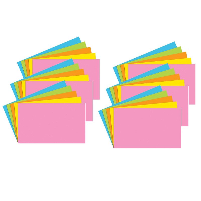 6pk 100 per pack 3" x 5" Blank Index Cards Brite Assorted - Top Notch Teacher Products