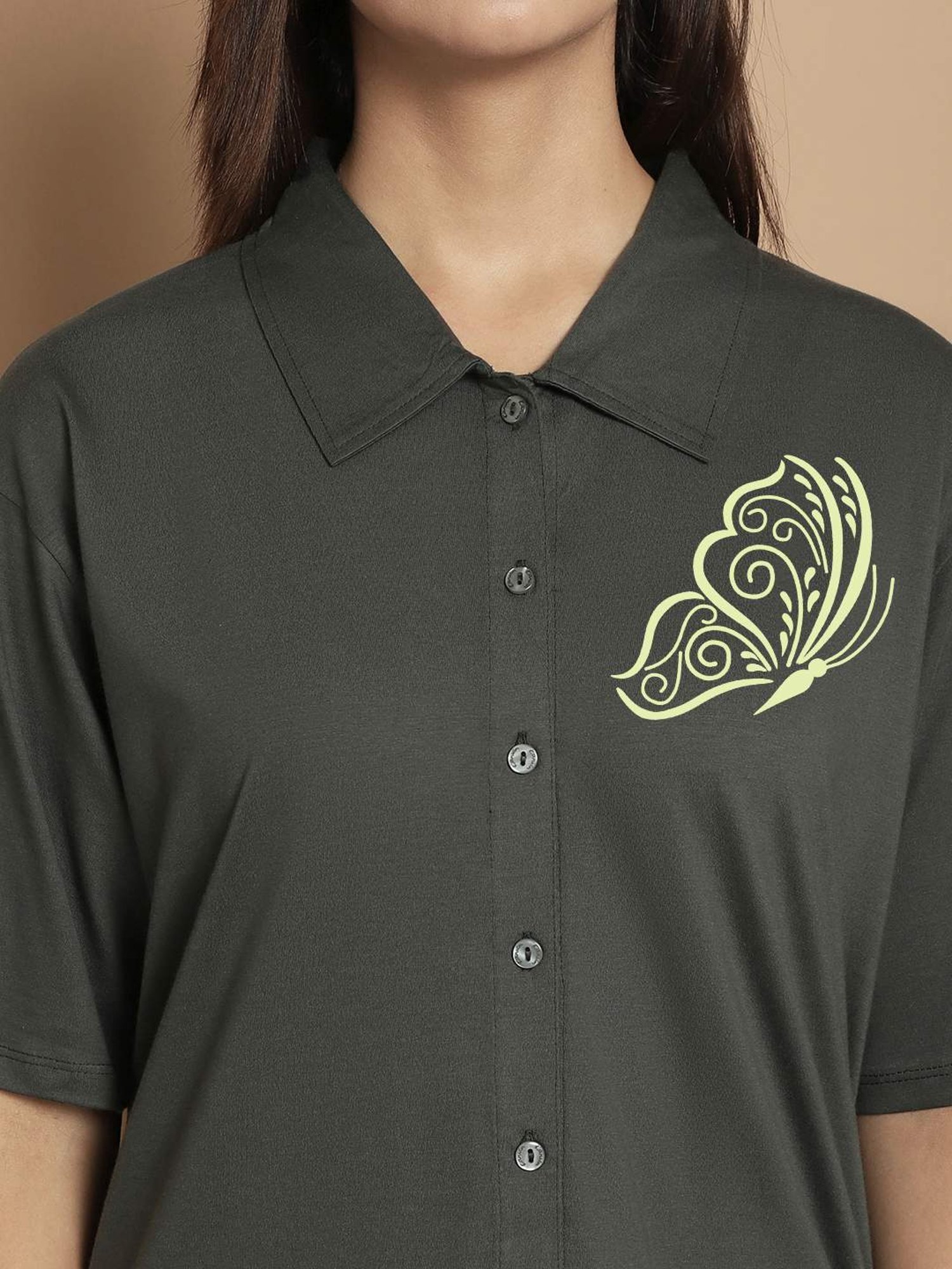 Kanvin Green Cotton Printed Shirt Pyjamas Set