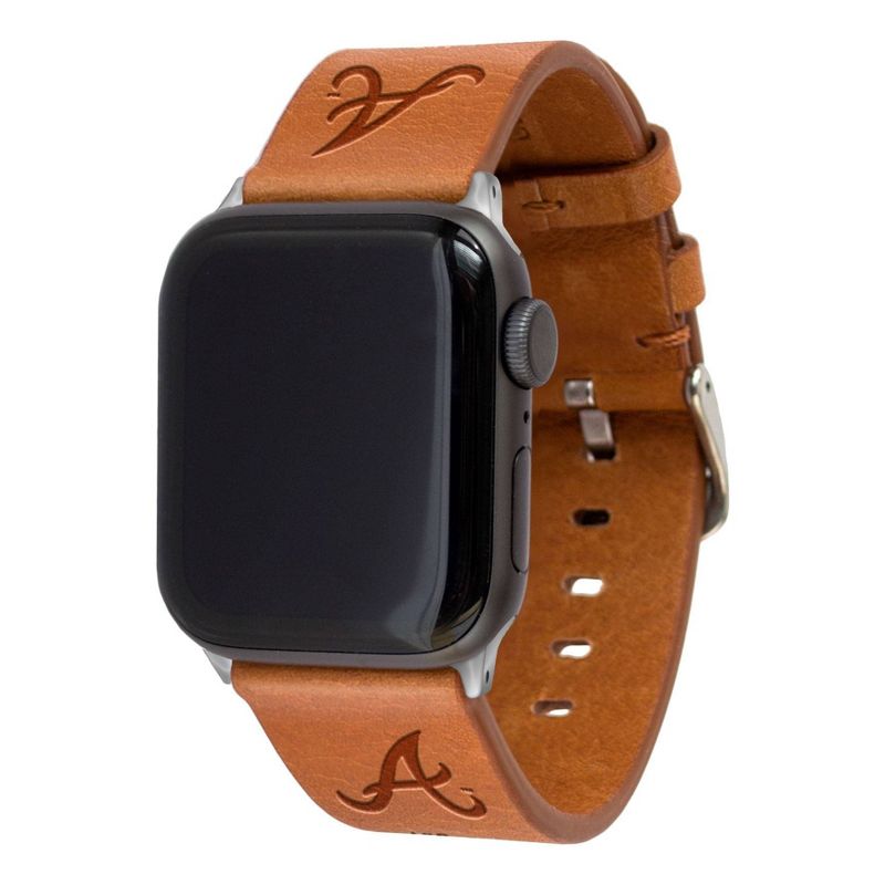 MLB Cleveland Indians Apple Watch Compatible Leather Band 42/44mm - Black
