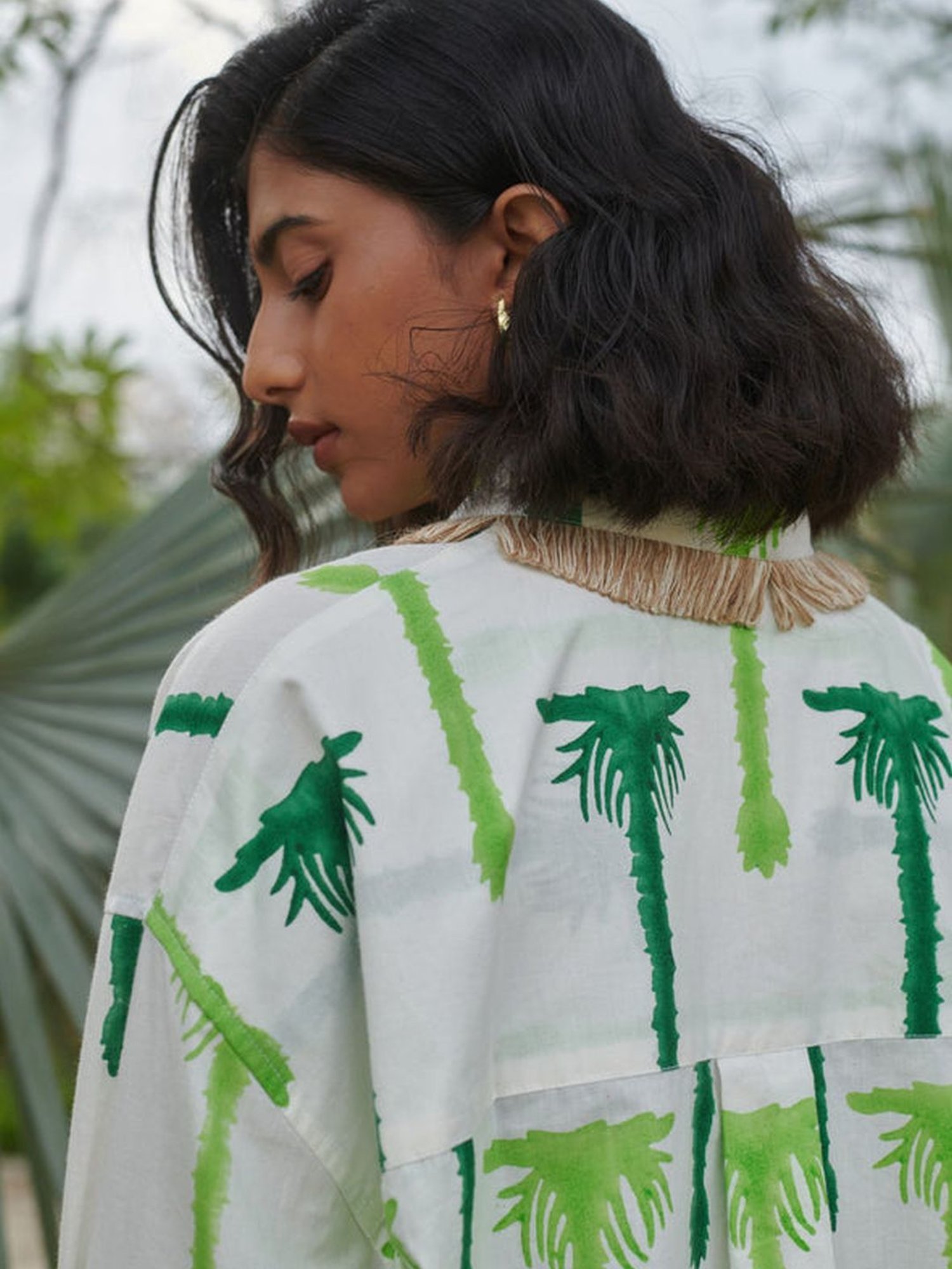 Khajoor Studio White & Green Sundaze Statement Khajoor No.1 Shirt