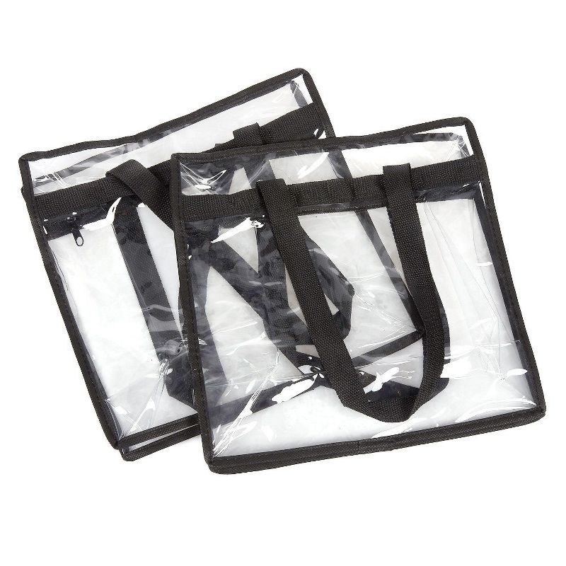 2-Pack Transparent Bag - Clear Tote Bag with Zipper - Stadium Approved 11.75" x 11.5" x 5.75"