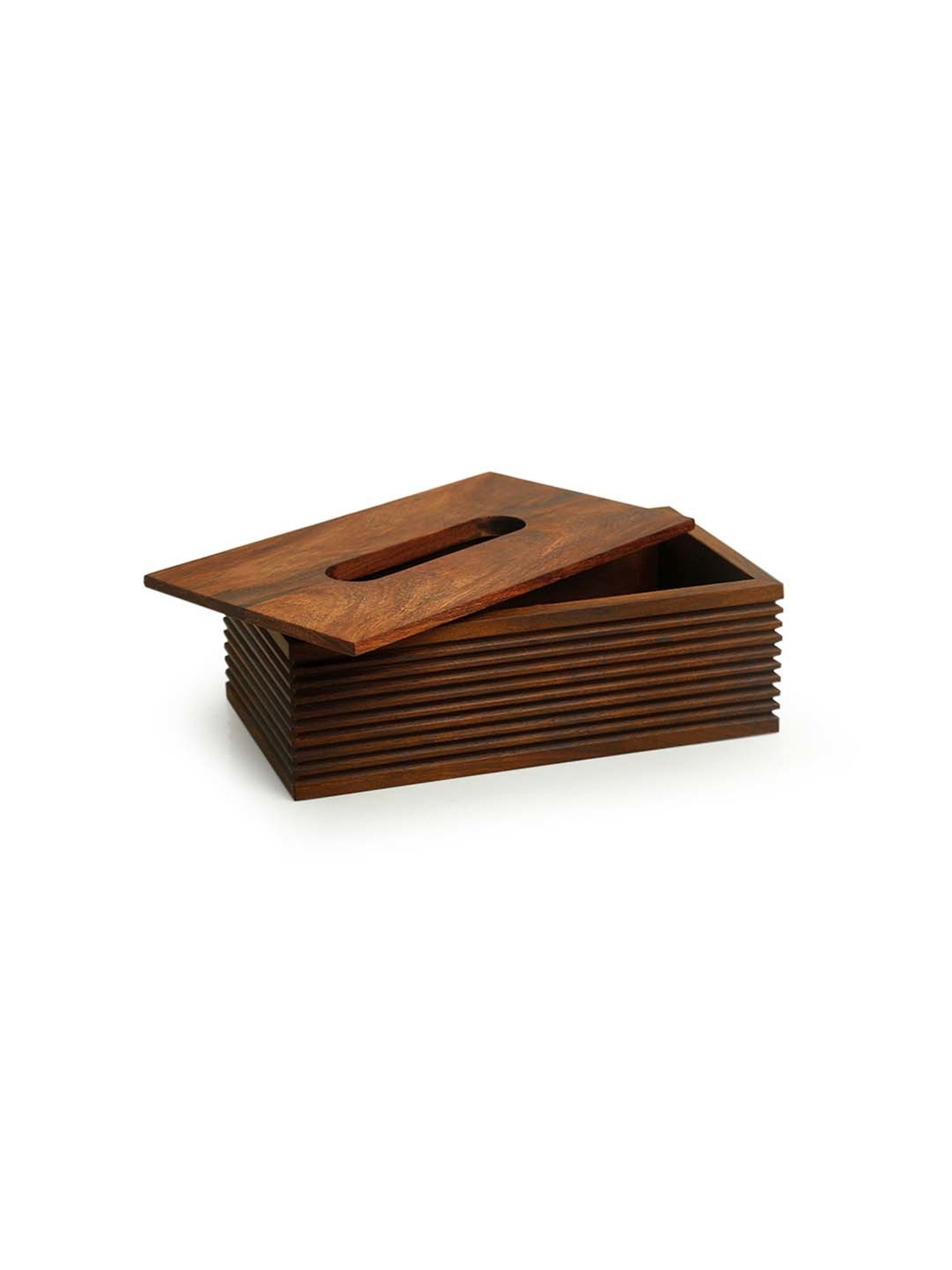 ExclusiveLane The Dancing Peacock Brown Sheesham Wood Napkin Holder - Set of 1