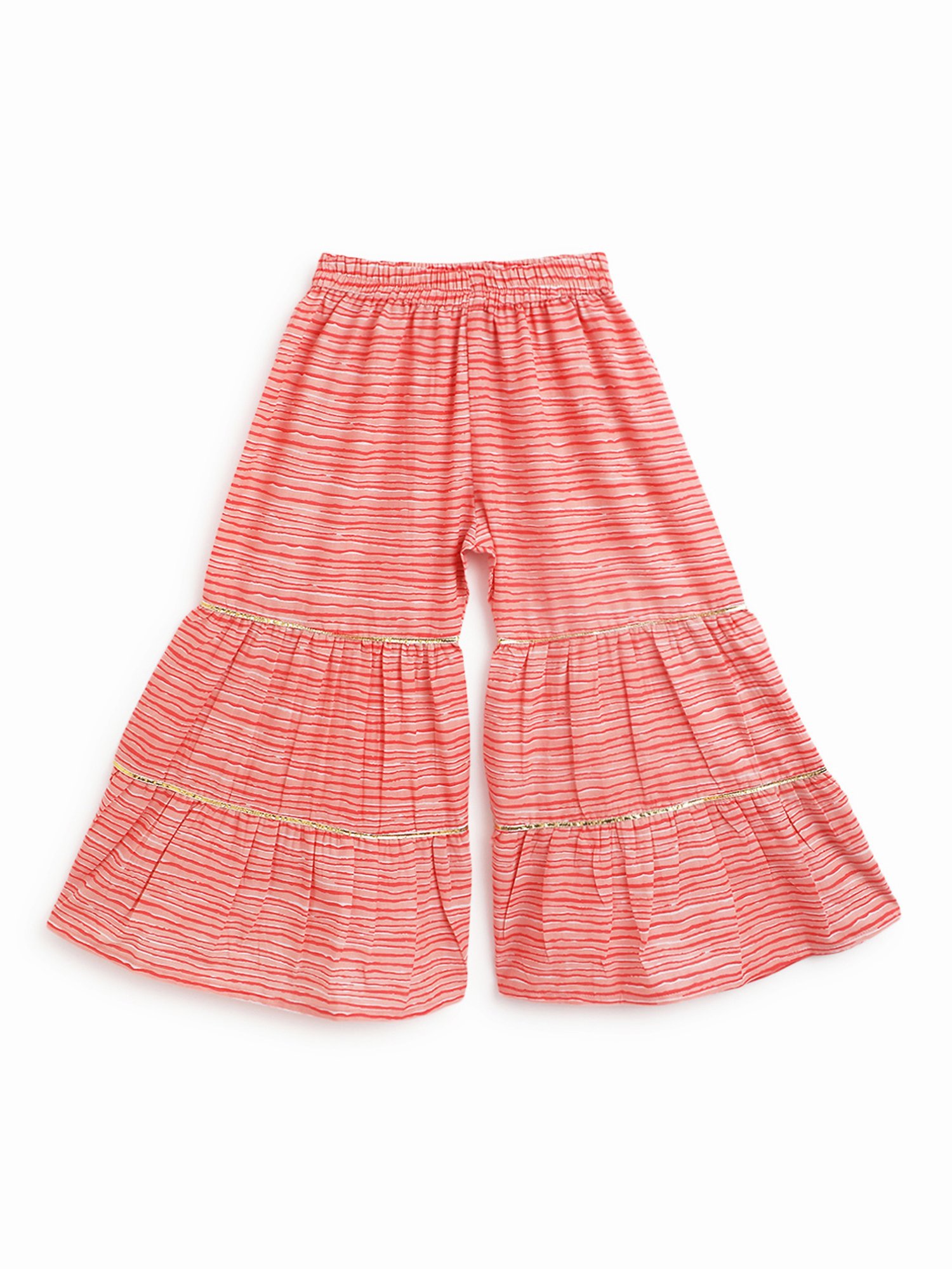 Campana Kids Navy & Peach Floral Print Kurta, Sharara with Dupatta