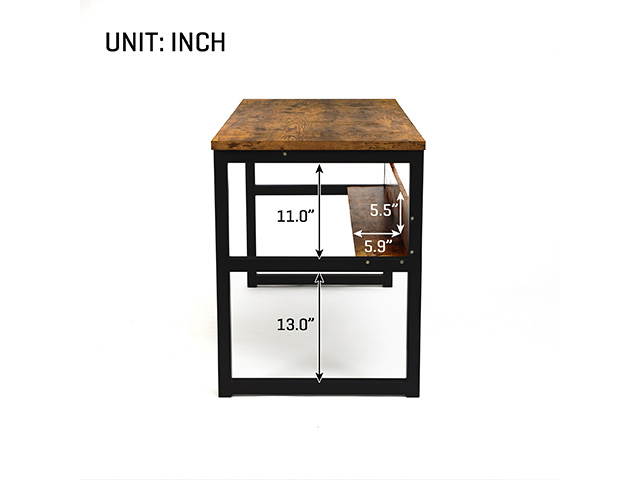 55.1" Computer Desk with Bookshelf, Modern Office Desk with Storage Shelves, Large Computer Table, Sturdy Writing Table Workstation for Home Office, Wood and Metal Frame,GT64