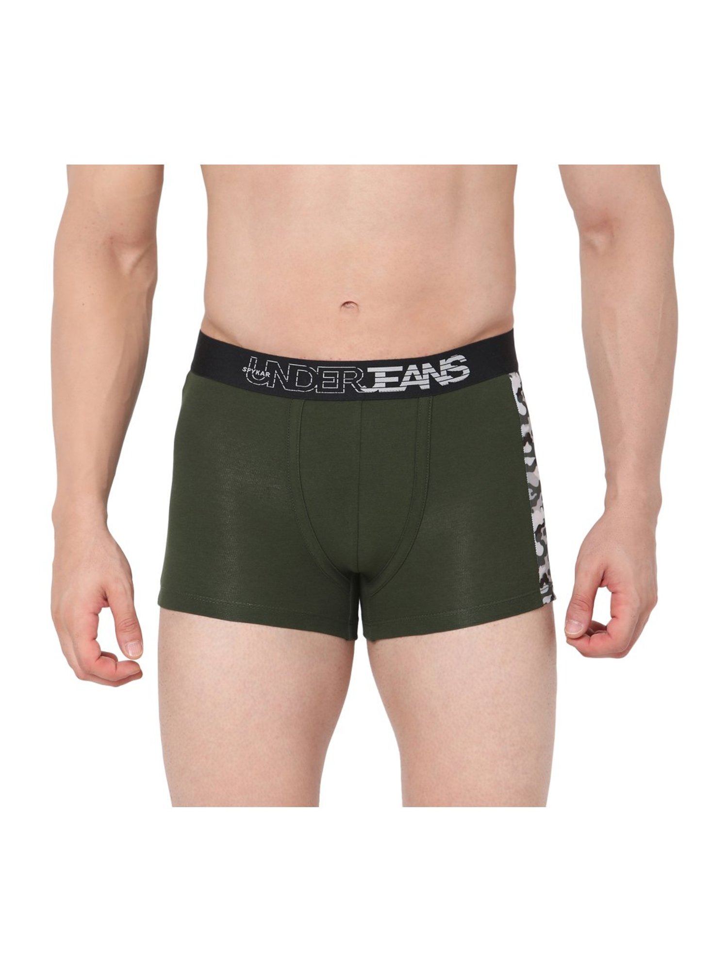 UnderJeans by Spykar Olive Green Cotton Trunks
