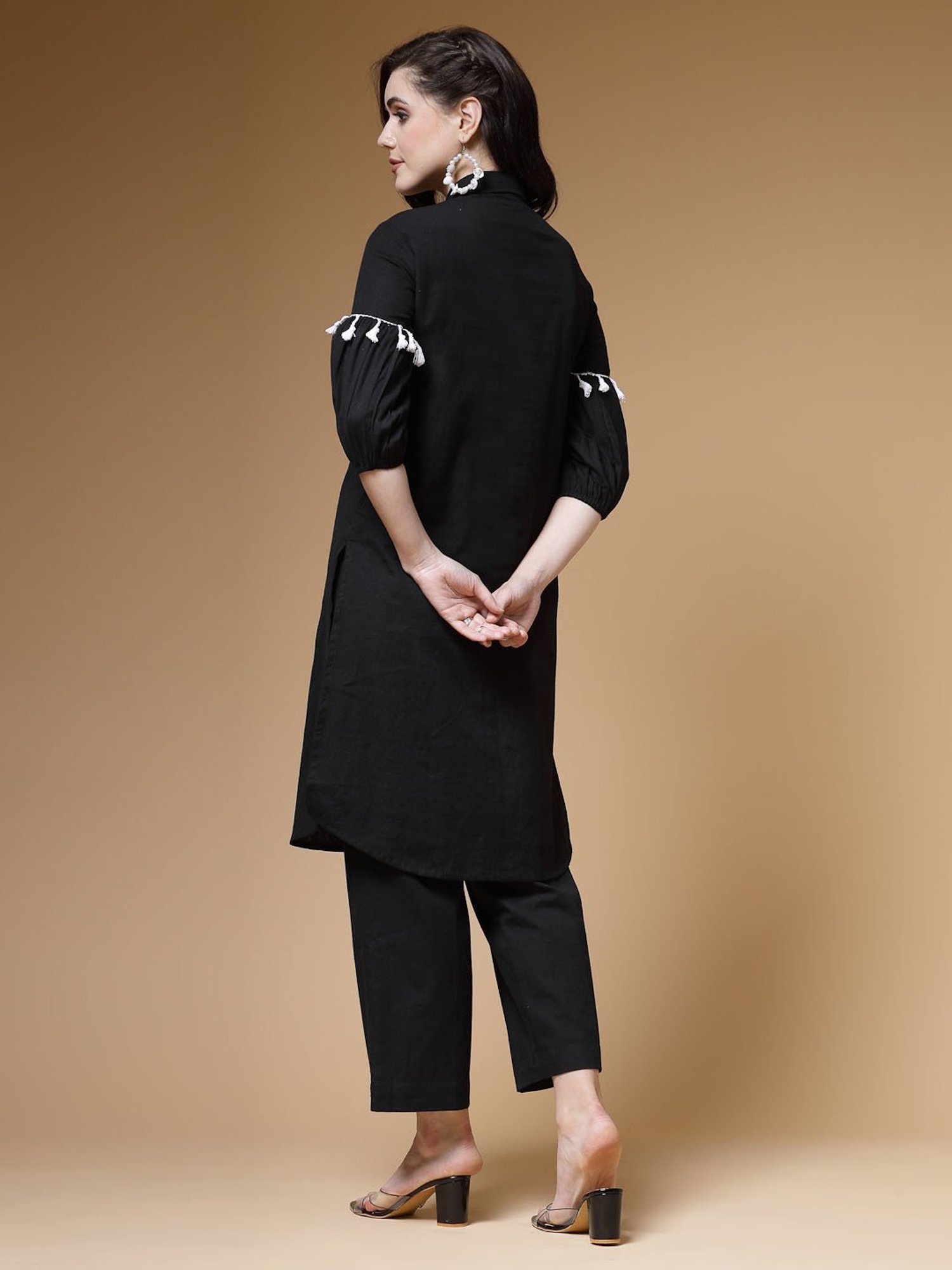 Indibelle Black Cotton Kurta Pant Set