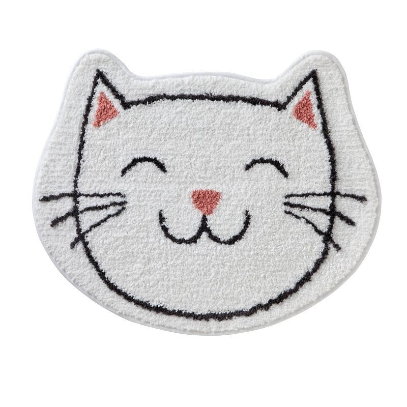 21"x25" Pet Play Cat Bath Rug White/Pink - SKL Home