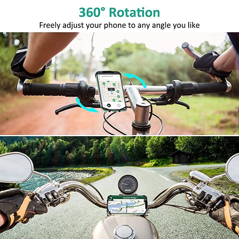 Detachable Bike Phone Mount, 360 Rotation Adjustable Phone Holder for Motorcycle/Bicycle Handlebars, Compatible with iPhone 11 Pro Max/11 Pro/11/XS/XS Max/XR/8/7, Samsung S20/S10 Plus/S10/S10e