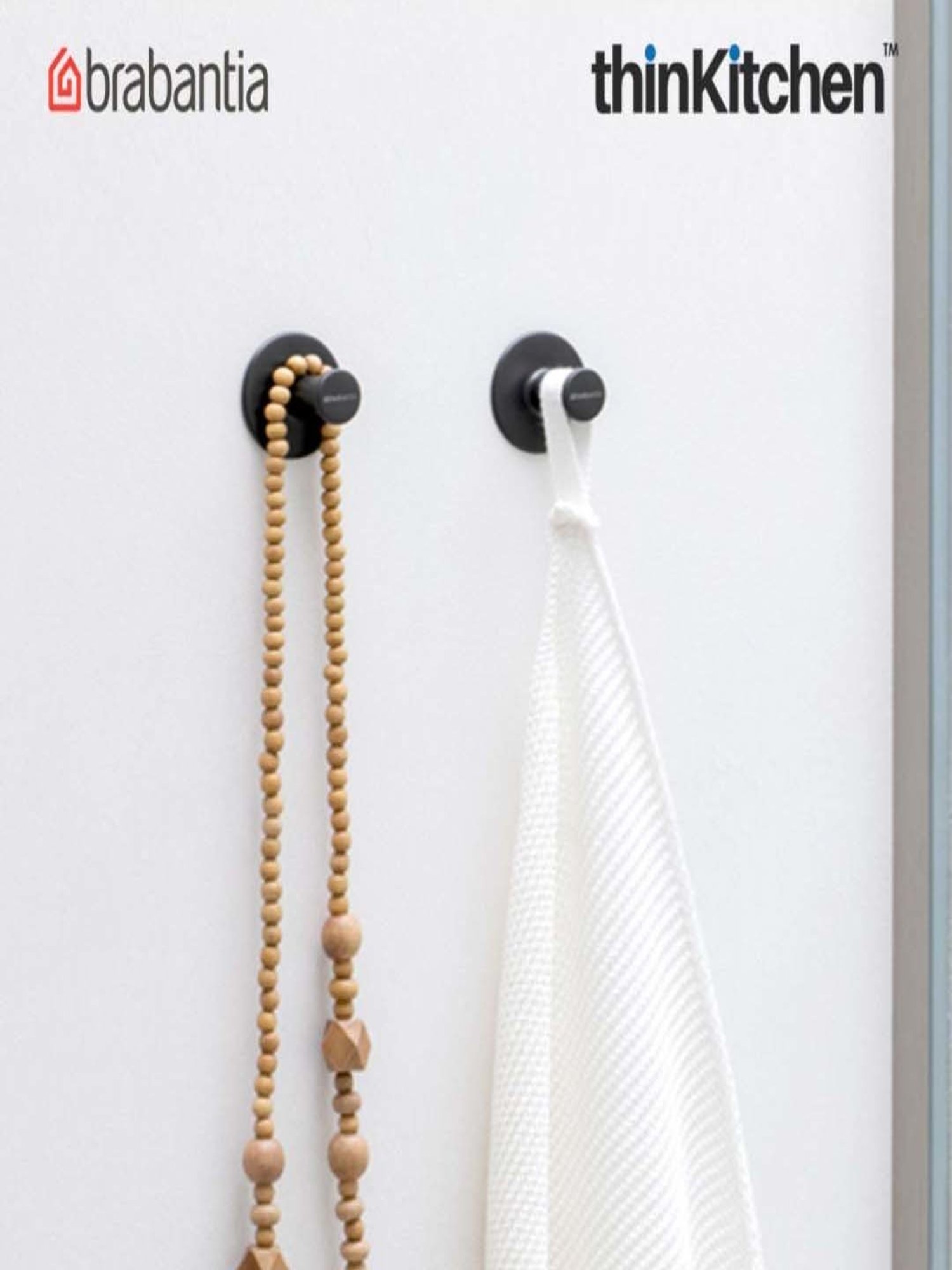 Brabantia Dark Grey Plastic Renew Towel Hooks - Set of 2