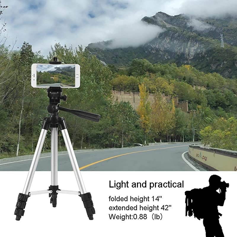 40 Inch Portable Trip Light Weight Outdoor Travel + Universal Smartphone Holder Mount Support Stand for Phone 11 88plus66s 7 PlusXR Xs Max