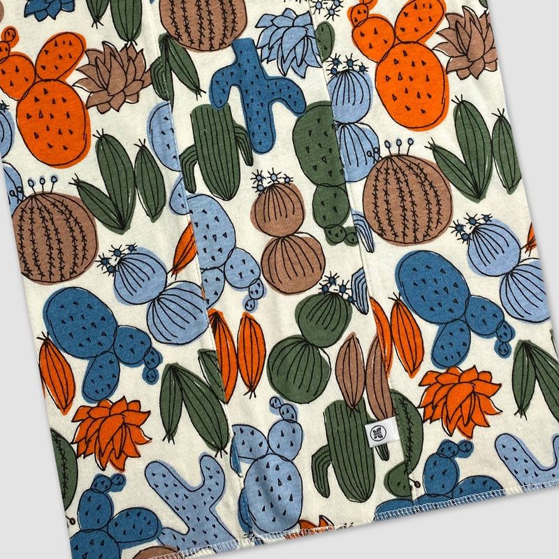 Honest Baby Boys' 4pk Organic Cotton Cactus Print Multilayer Woven Burp Cloth Set - Blue