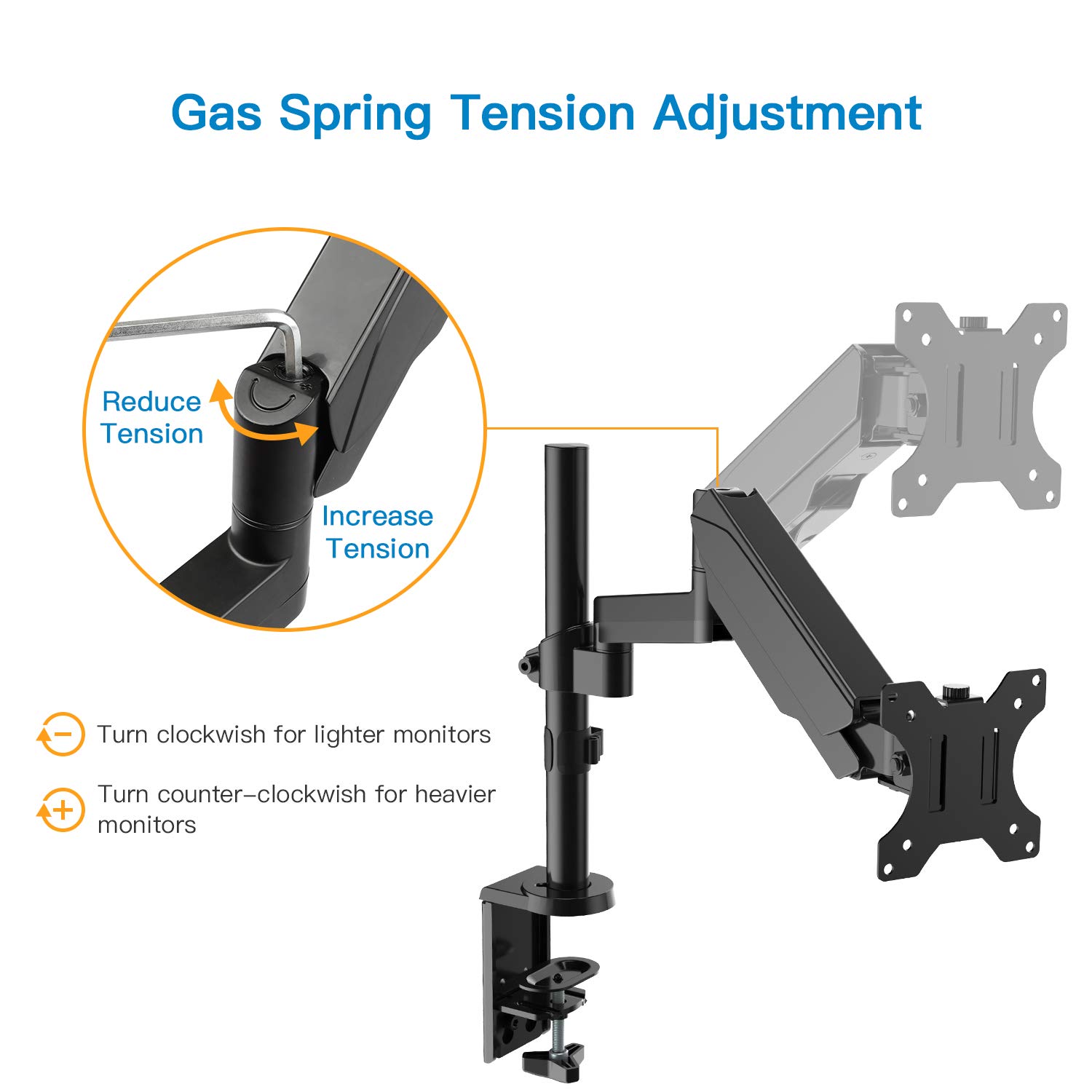 HUANUO Single Monitor Wall Mount-black with VESA Extension Kit for 17 to 32 Inch LCD Computer Screens
