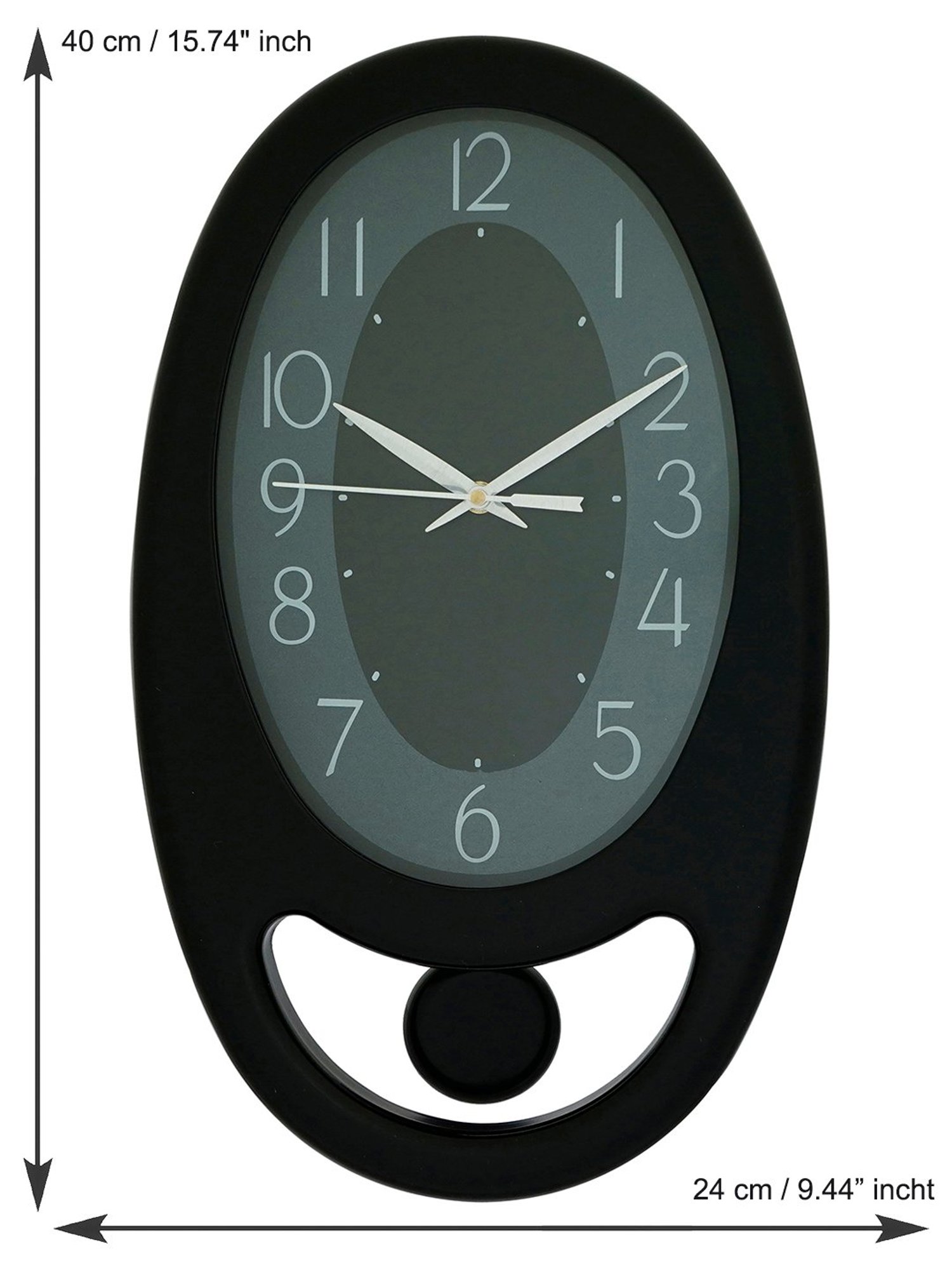 CHRONIKLE Oval Black Plastic Wall Clock