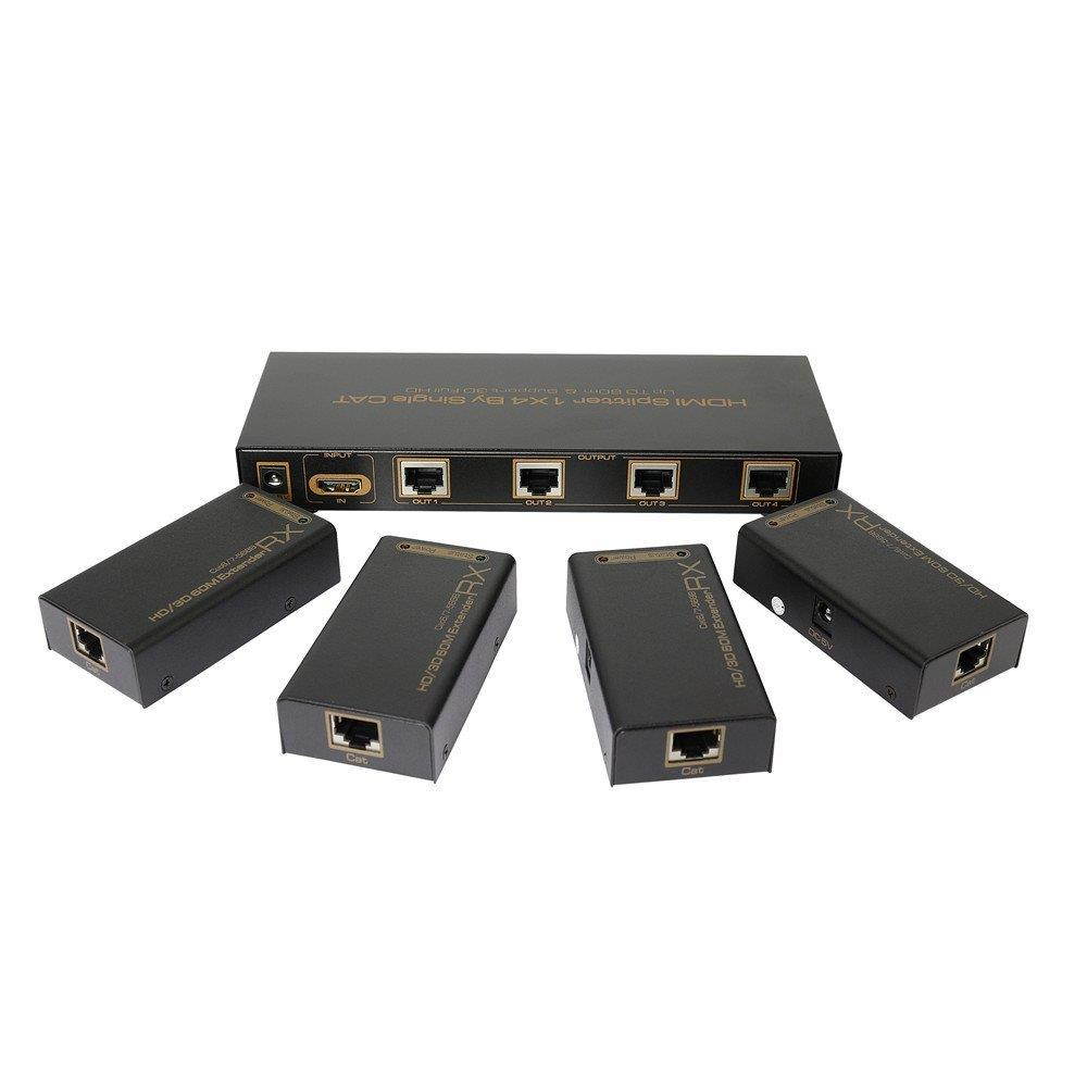 HDMI Splitter 1X4 By Single CAT Up TO 60m & Support 3D Full HD Audio Format Input DTS-HD/Dolby-true HD/LPCM7.1/DTS/Dolby-AC3/DSD