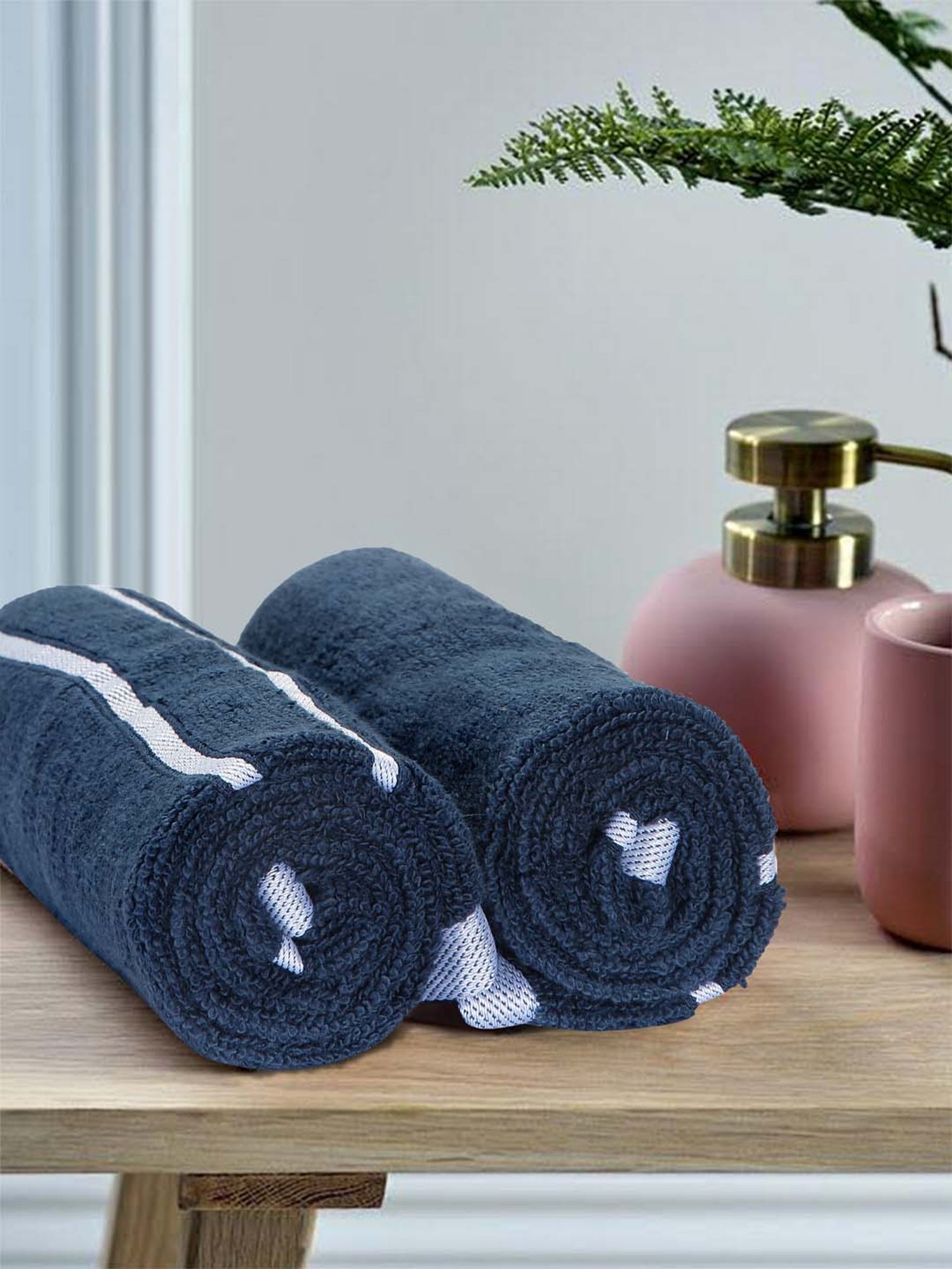 Mark Home 100% Cotton 500 GSM Zero Twist Simply Soft Navy Hand Towels - Set of 2