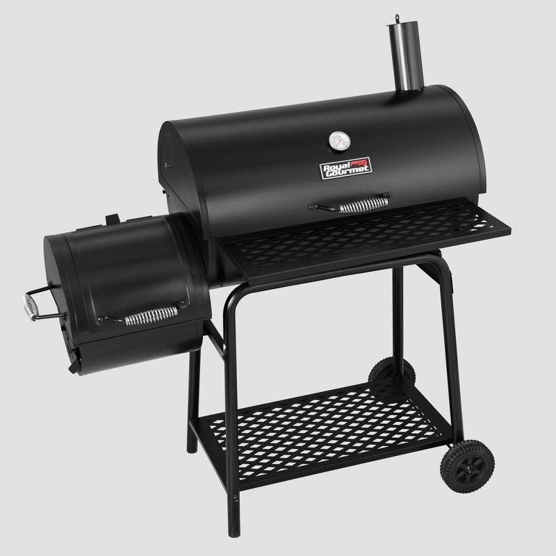 Charcoal Grill Offset Smoker Model CC1830F Black - Royal Gourmet