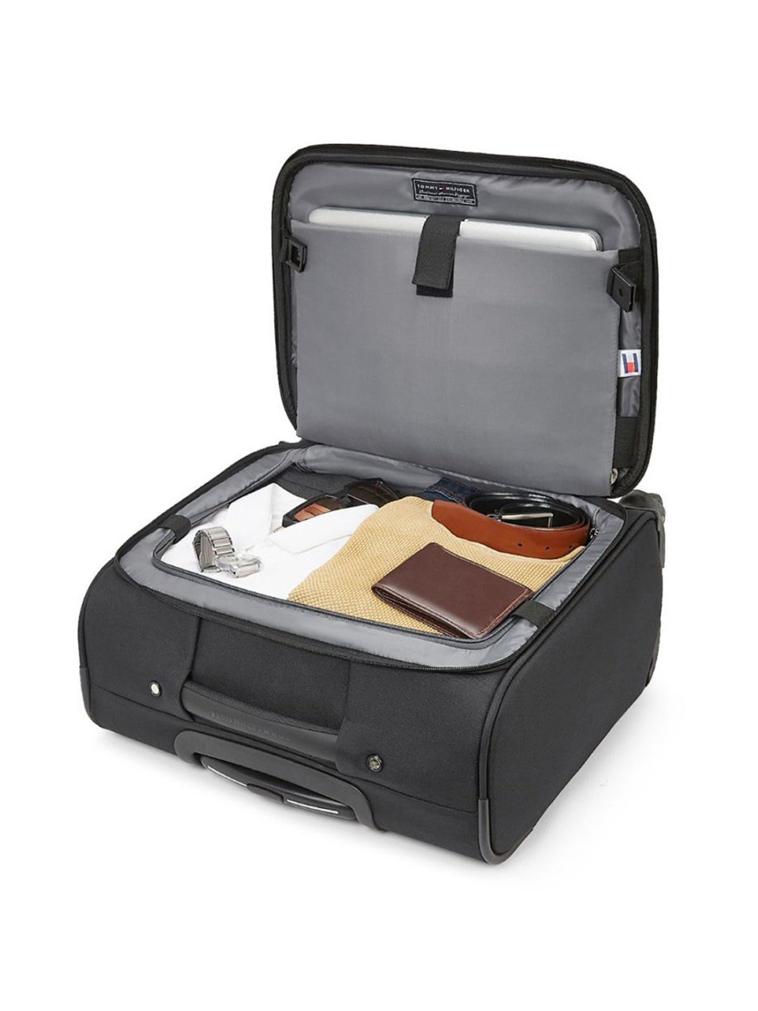 Tommy Hilfiger Nashville Black Solid Soft Cabin Overnighter Trolley Bag - 45 cm