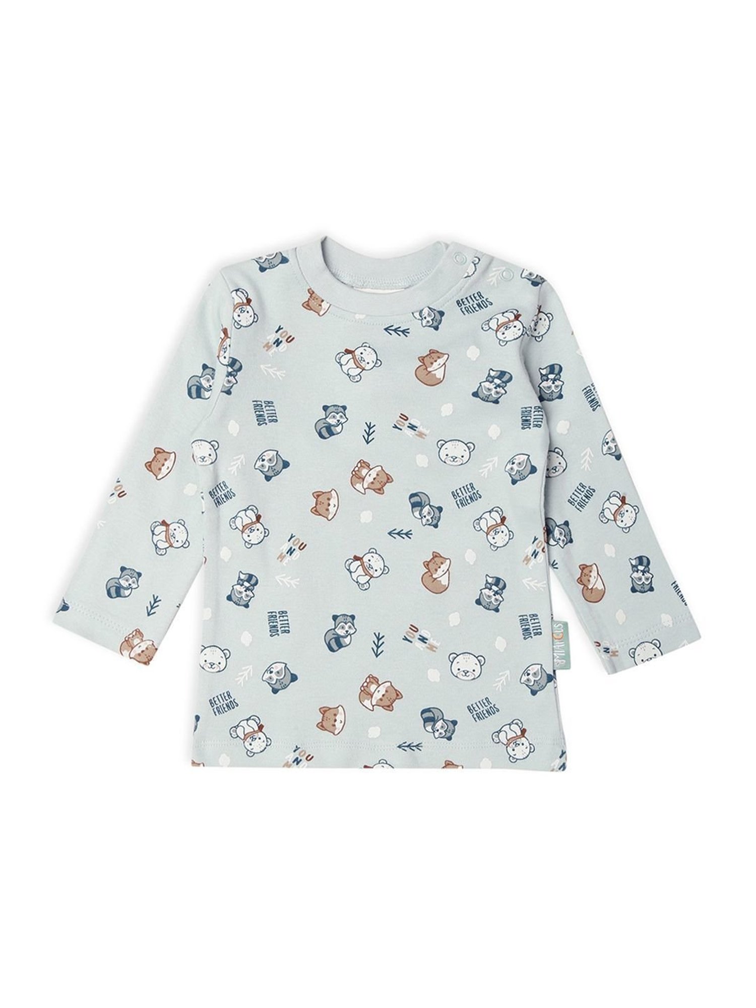 MiArcus Kids Blue & Brown Cotton Printed Full Sleeves T-Shirt