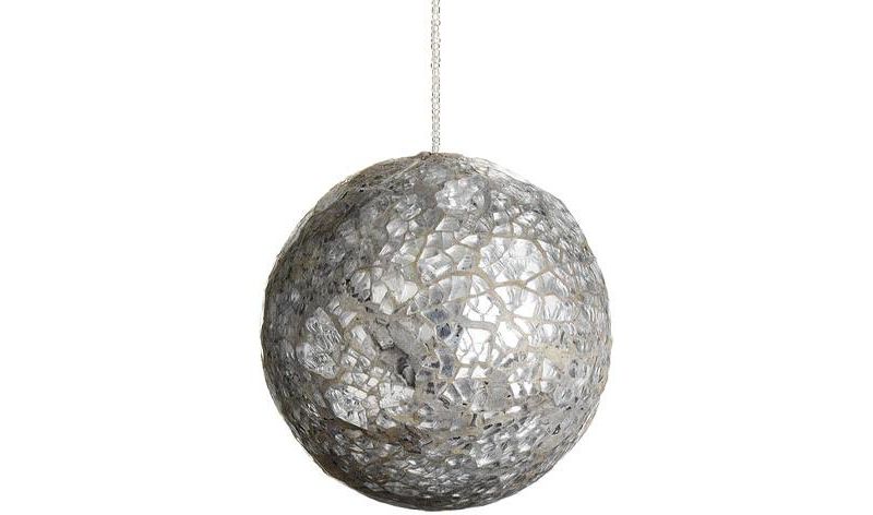 Allstate 3.5" Mirror Mosaic Beaded Glass Ball Christmas Ornament - Silver