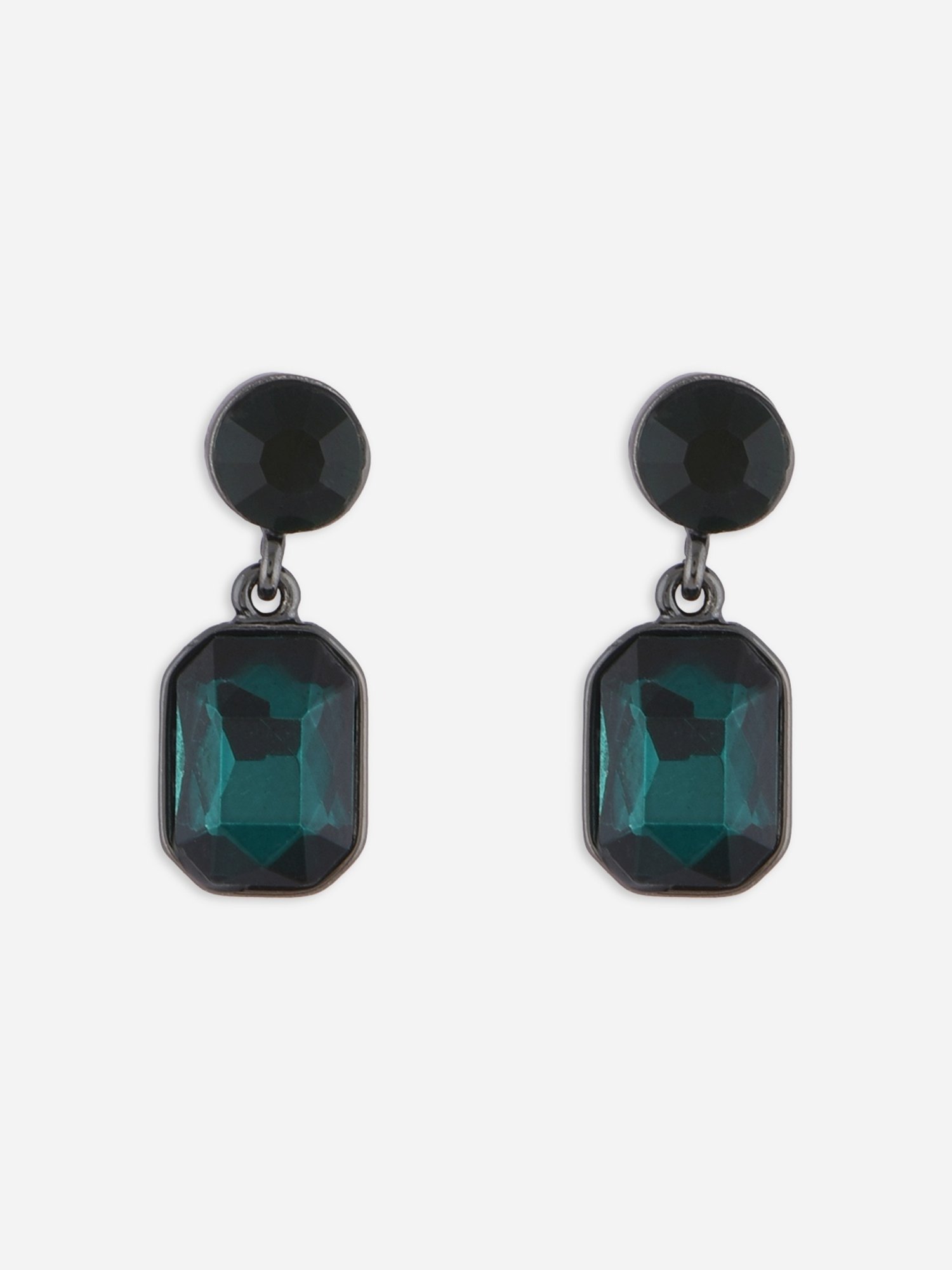 ToniQ Geometric Green Drop Earrings for Women