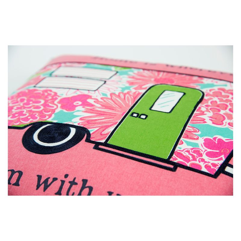 18"x18" Camper Square Throw Pillow Pink - Simply Southern
