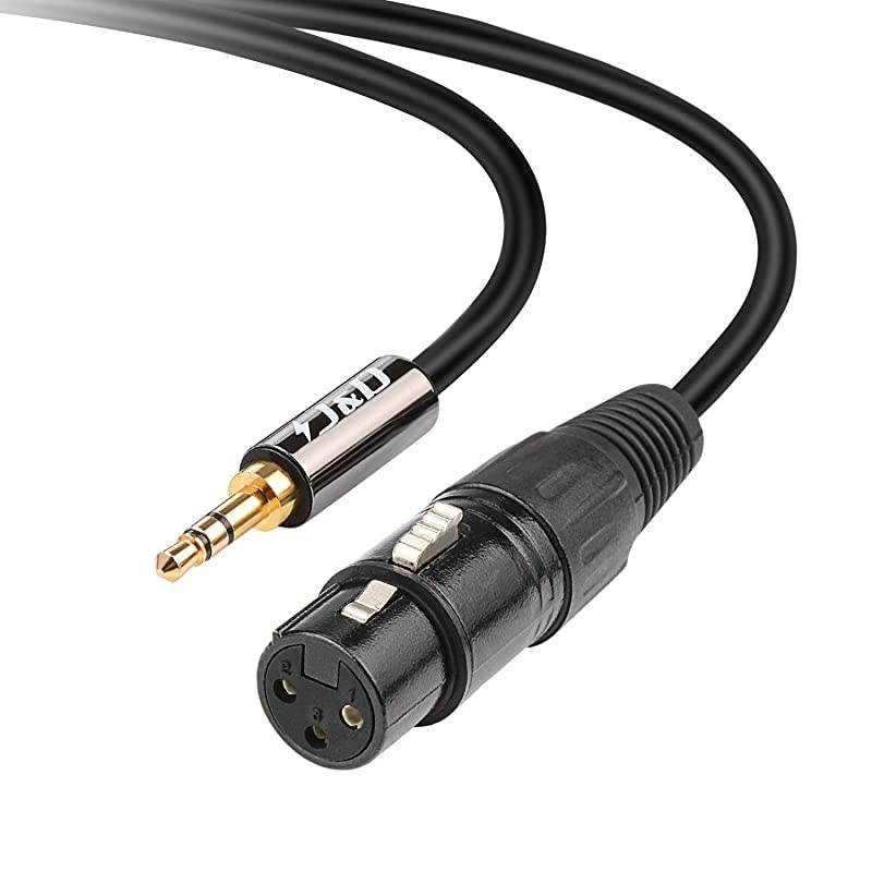 XLR to 3.5mm Microphone Cable, PVC Shelled XLR Female to 3.5mm 1/8 inch TRS Male Balanced Cable XLR to TRS 1/8 inch Adapter for DSLR Camera Smartphone Laptop, Computer Recording Device, 3 Feet