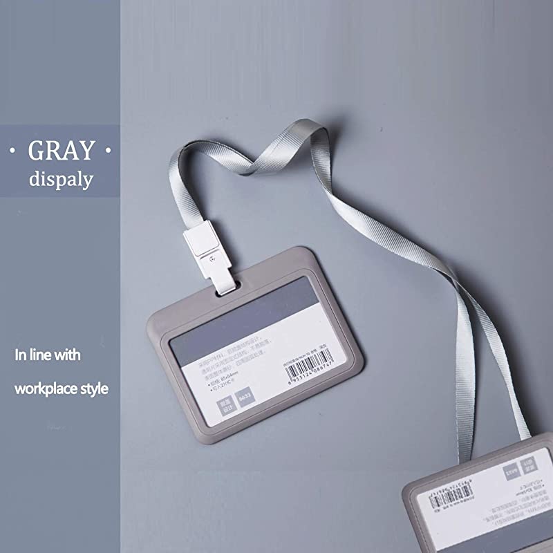 Badge Card Holder, Name Badge Holder with Lanyard, Neck Lanyard Holder for Women Men, Vertical Business Neck Card Holder (2 Pack) (Horizontal 2 Pack)