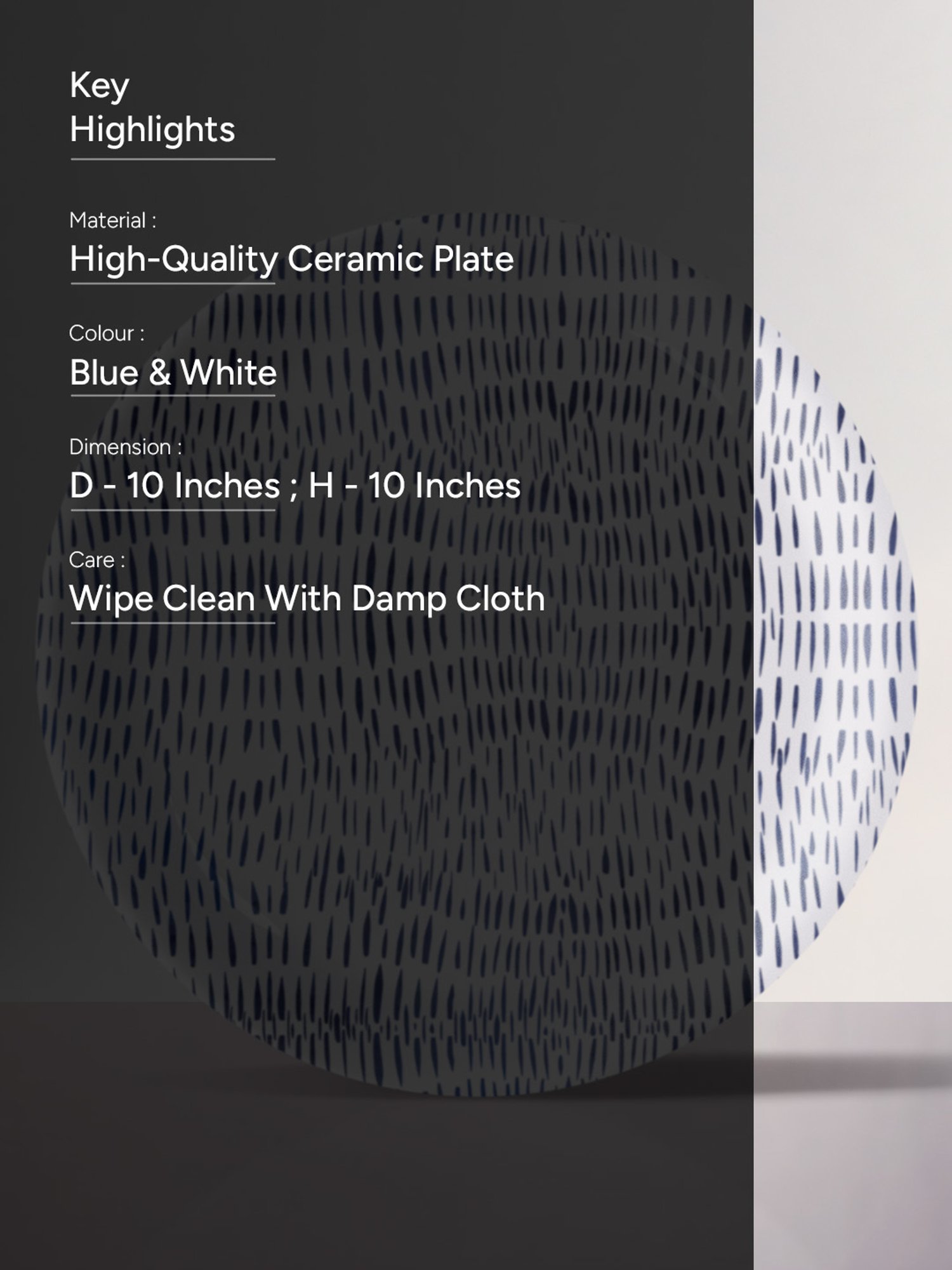 Nestroots Oceanic Oasis Blue & White Porcelain Decorative Wall Plate