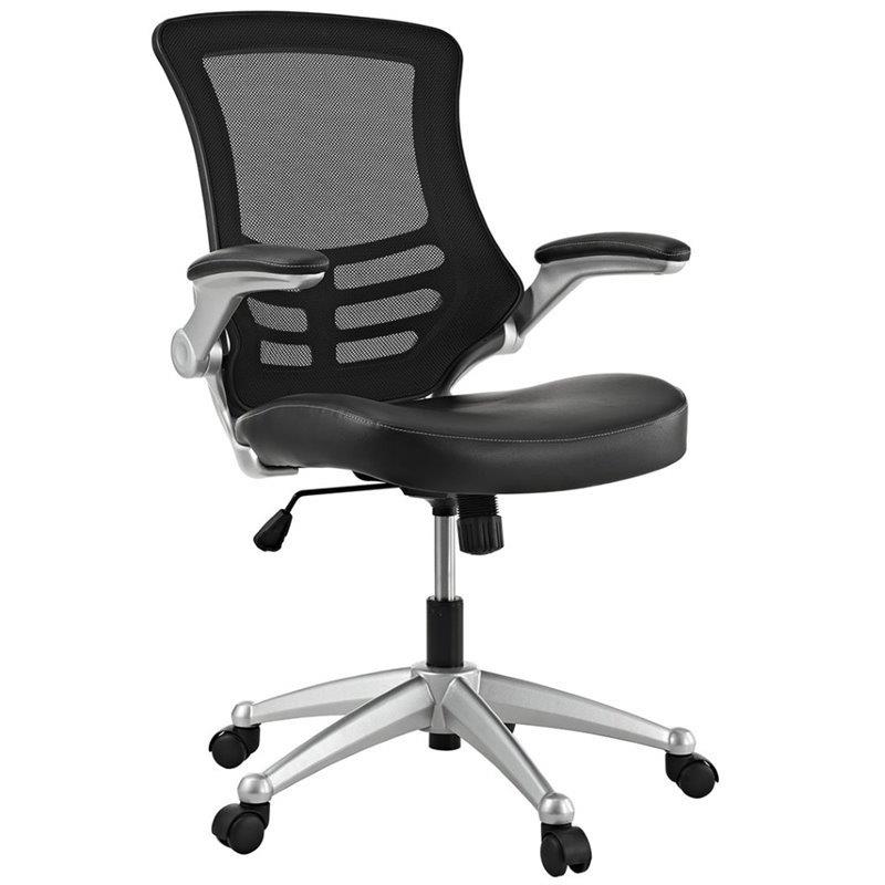 Modway EEI-210-BLK 40.5 - 43.5 H x 26.5 W x 25 L in. Attainment Office Chair in Black Mesh & Leatherette, Black