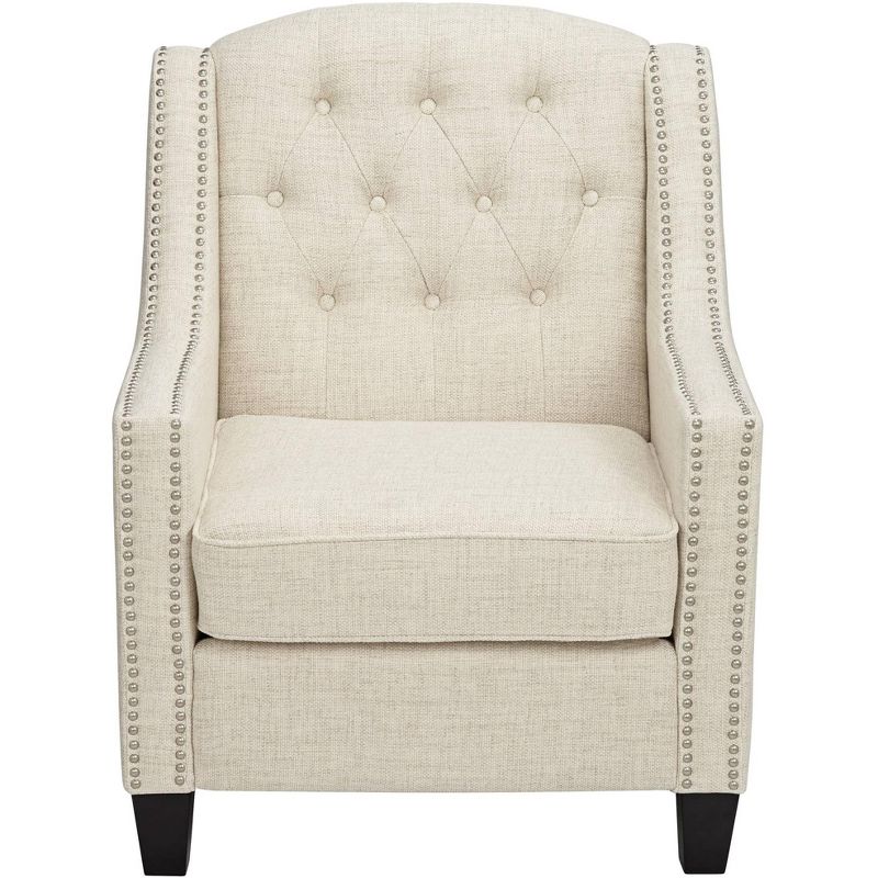 55 Downing Street Tivoli Ivory Linen Tufted Armchair