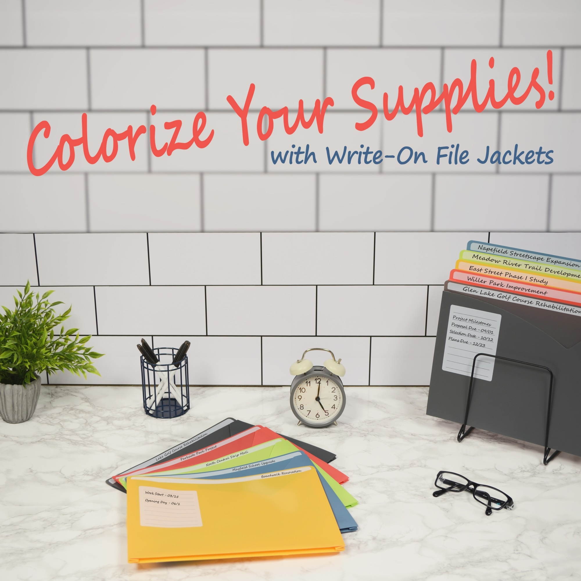 C-Line Write-On Expanding Poly File Folders 1" Exp. Letter Assorted Colors 10/BX