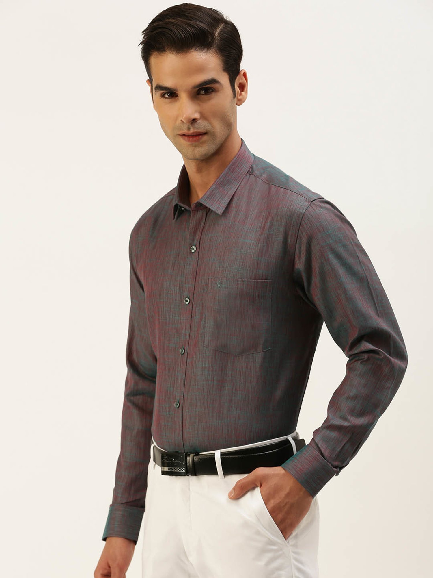 Ramraj Mid Grey Regular Fit Shirt